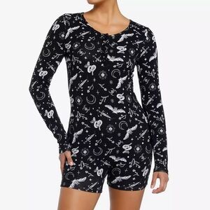 Cosmic Aura bats & snakes Black/White print romper